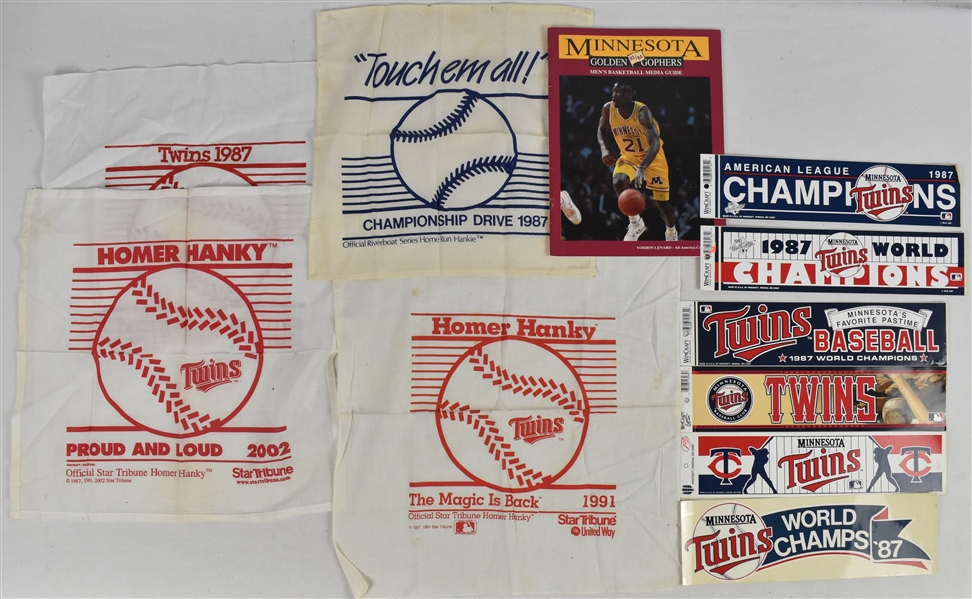 Minnesota Twins Collection of Homer Hankies & Stickers