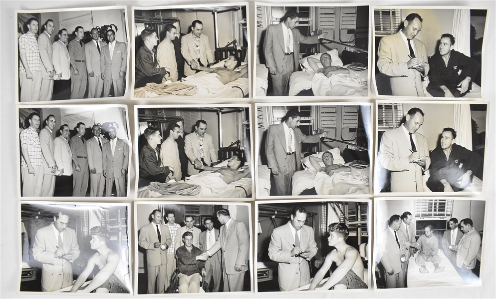 New York Yankees Lot of 12 Photos w/Walter Reed Army Hospital Letter