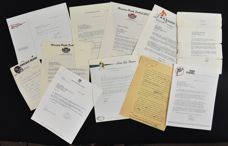 Collection of Football Signed Letters to Sid Hartman