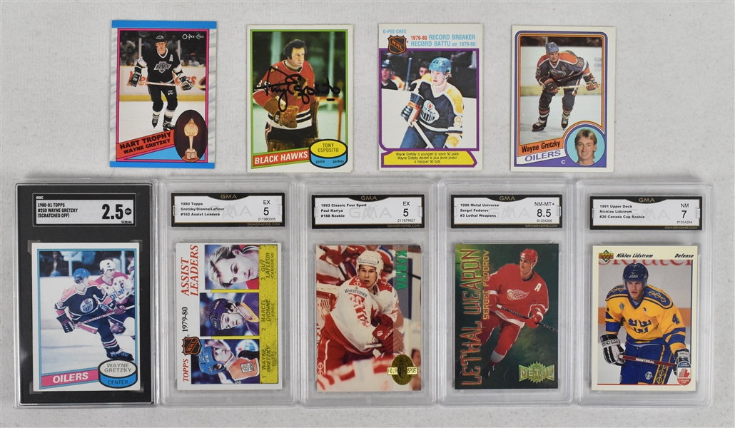 Lot of 9 NHL Hockey Cards w/Wayne Gretzky