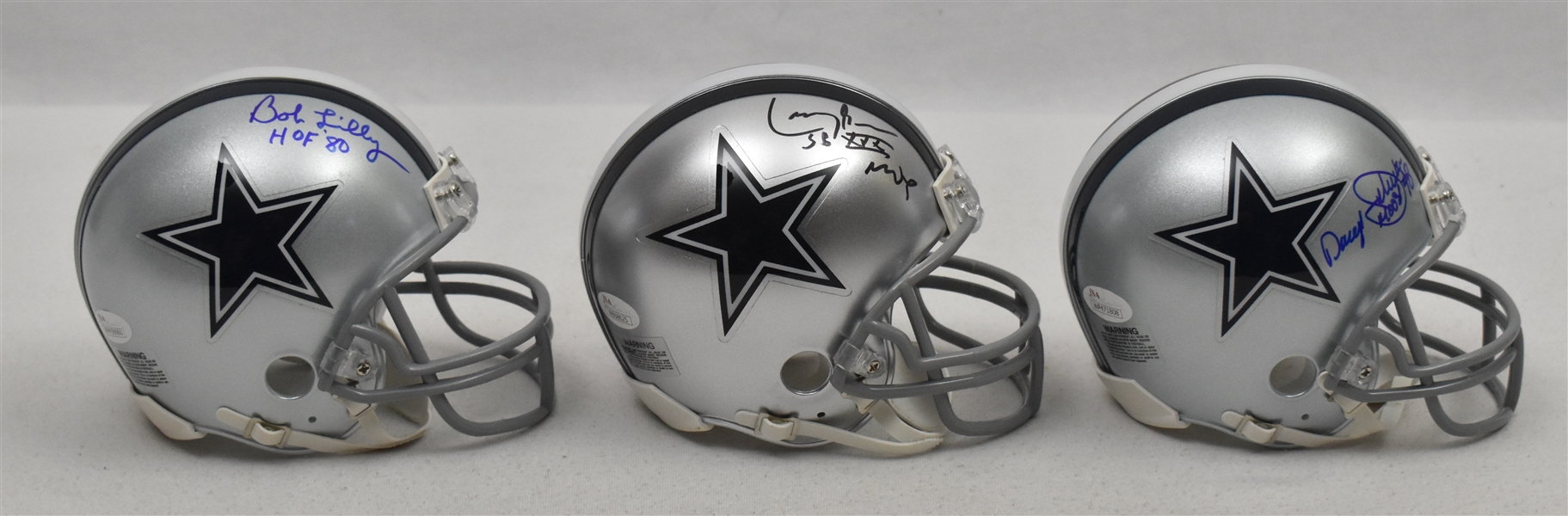 Dallas Cowboys Lot of 3 Autographed Mini Helmets w/Bob Lily