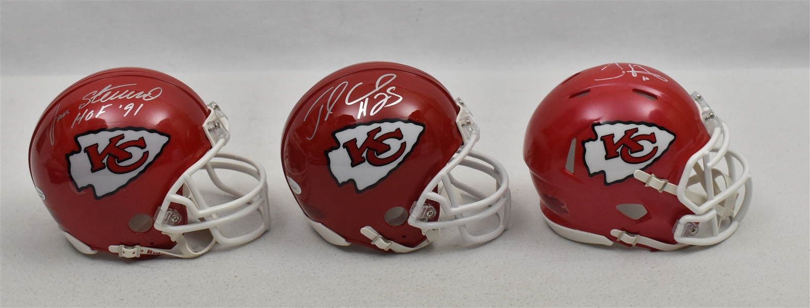 Kansas City Chiefs Lot of 3 Autographed Mini Helmets w/Tyreke Hill Jan Stenerud & Jamal Charles