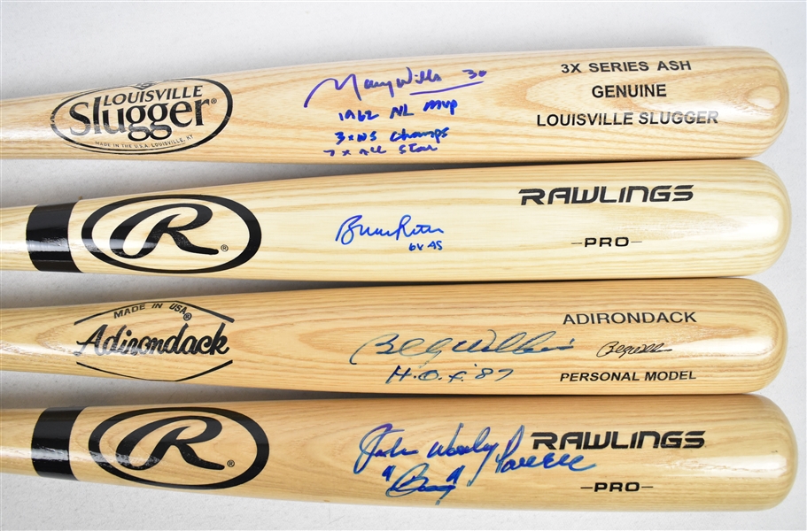 Lot of 4 Autographed Bats w/Billy Williams & Maury Wills