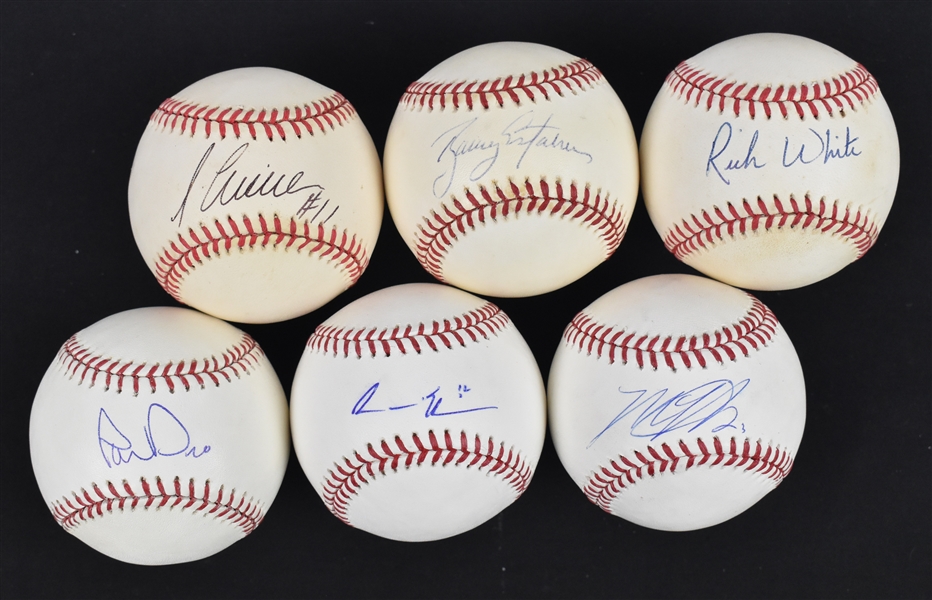 Lot of 6 Autographed Baseballs w/Ian Desmond & Jose Guillen