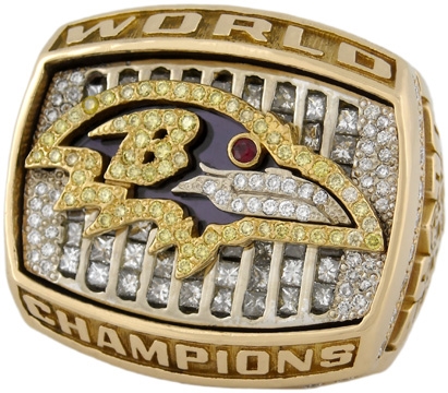 Baltimore Ravens 2000 Super Bowl XXXV Championship Gold & Diamond Players Ring
