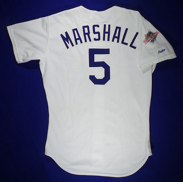 Mike Marshalls 1988 LA Dodgers World Series Champions Game Worn Jersey with WS Patch
