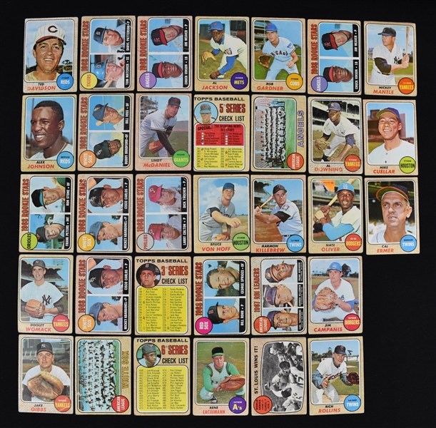 Collection of 1968 Topps Baseball Cards w/Mickey Mantle