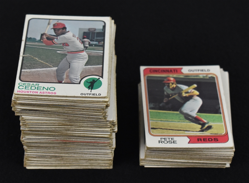 Collection of 1973 & 1974 Topps Baseball Cards w/Pete Rose Al Kaline & Harmon Killebrew