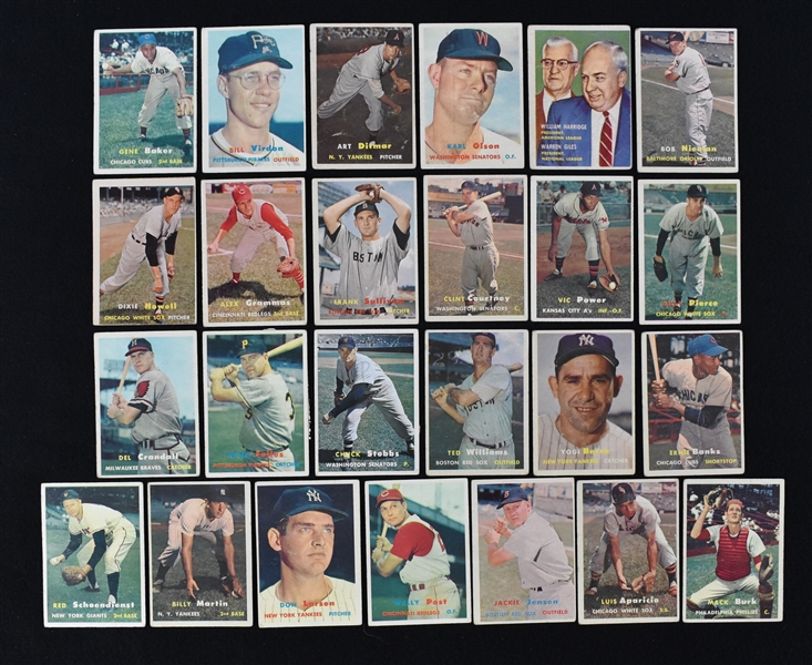Collection of 1957 Topps Baseball Cards w/Ted Williams & Yogi Berra