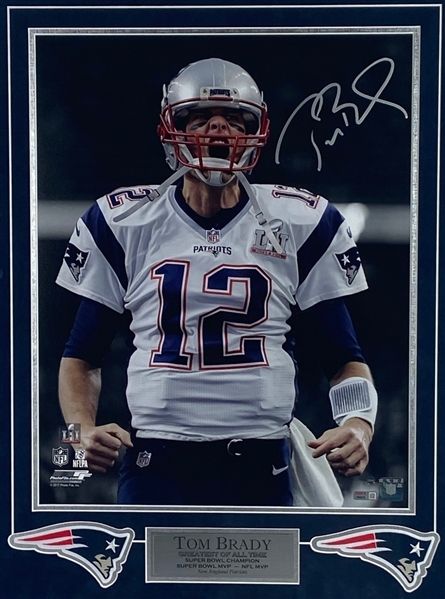 Tom Brady Autographed Framed 23x29 Celebration Display  