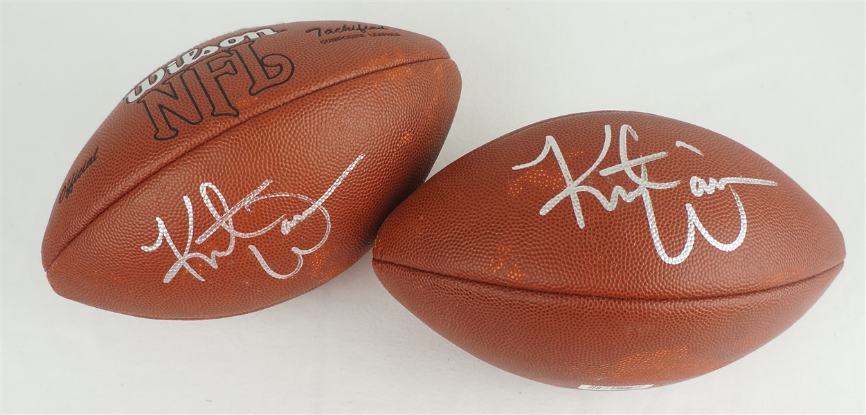 Kurt Warner Lot of 2 Autographed Footballs