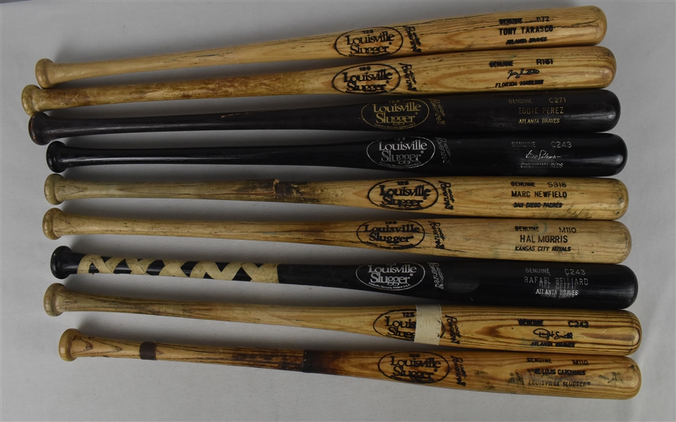 Collection of 9 Game Used MLB Bats w/Terry Pendleton Hal Morris & Rafael Belliard