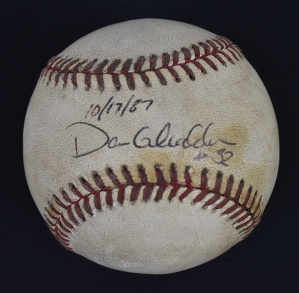 Dan Gladden Autographed & Inscribed 1987 World Series Game 1 Game Used Baseball