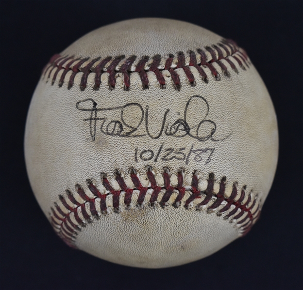Frank Viola Autographed & Inscribed 1987 World Series Game 7 Game Used Baseball