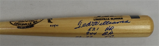 Ted Williams Autographed & Multi Inscribed Limited Edition Stat Bat