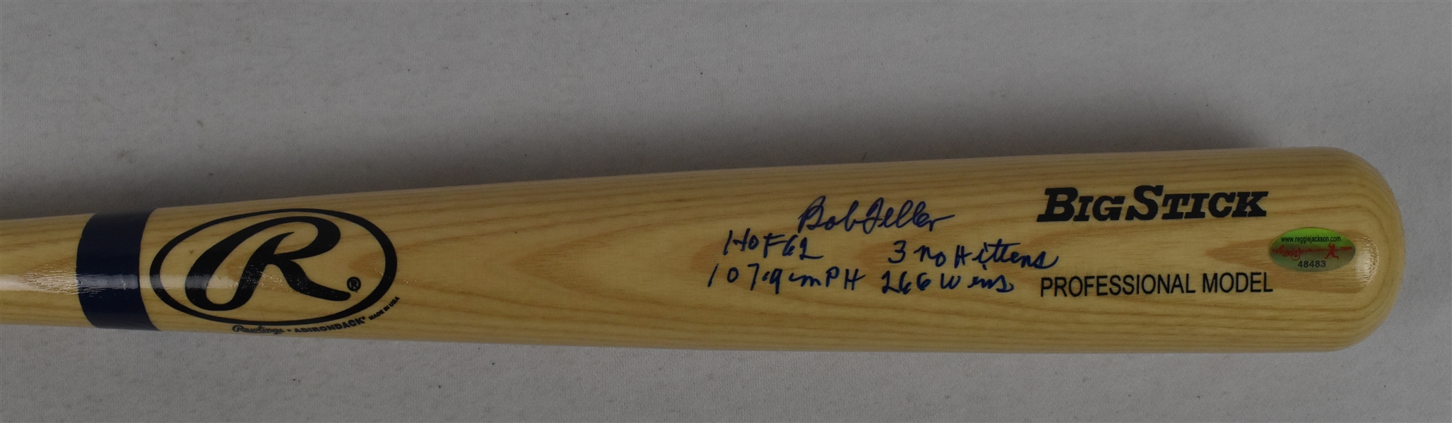 Bob Feller Autographed & Multi Inscribed Stat Bat