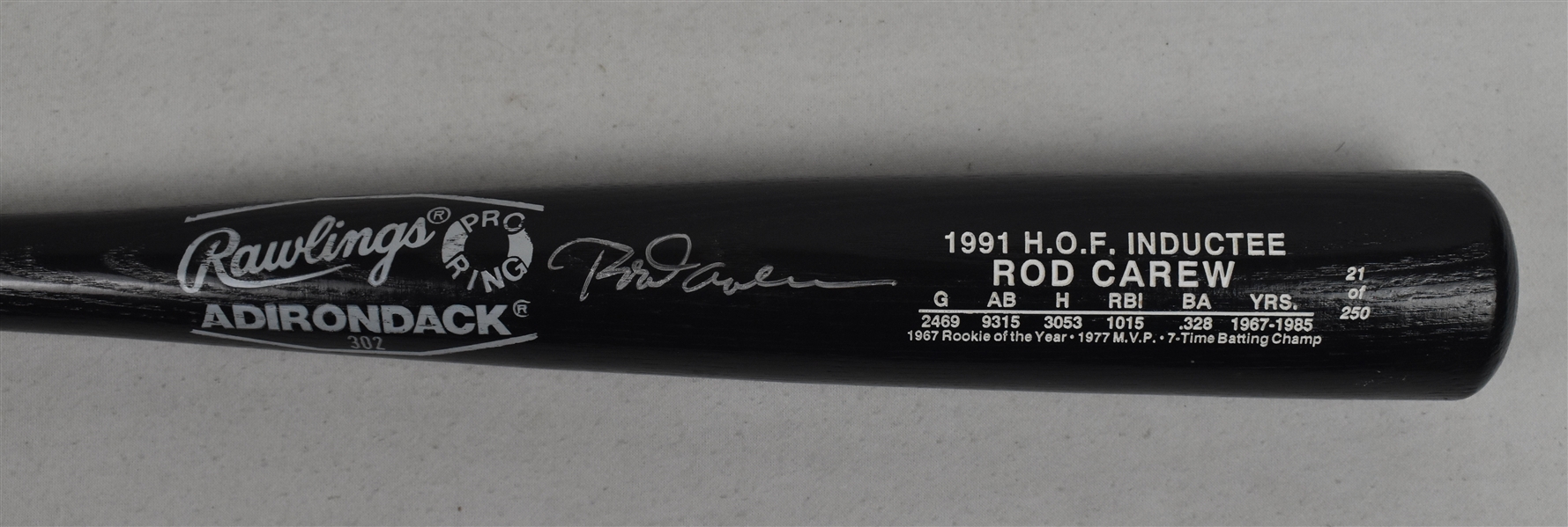 Rod Carew Autographed Hall of Fame Bat