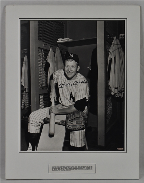 Mickey Mantle Autographed 16x20 Dugout Photo UDA