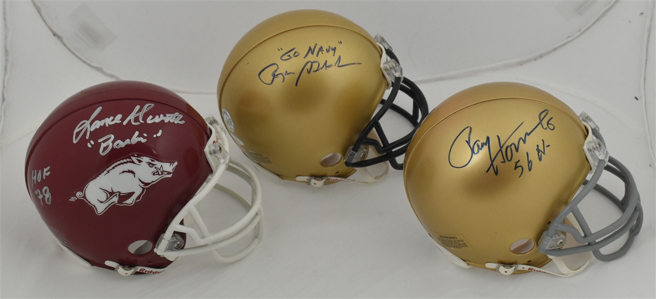 Collection of 3 Autographed Mini Helmets w/Roger Staubach  