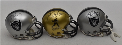 Collection of 3 Autographed Mini Helmets w/Bo Jackson
