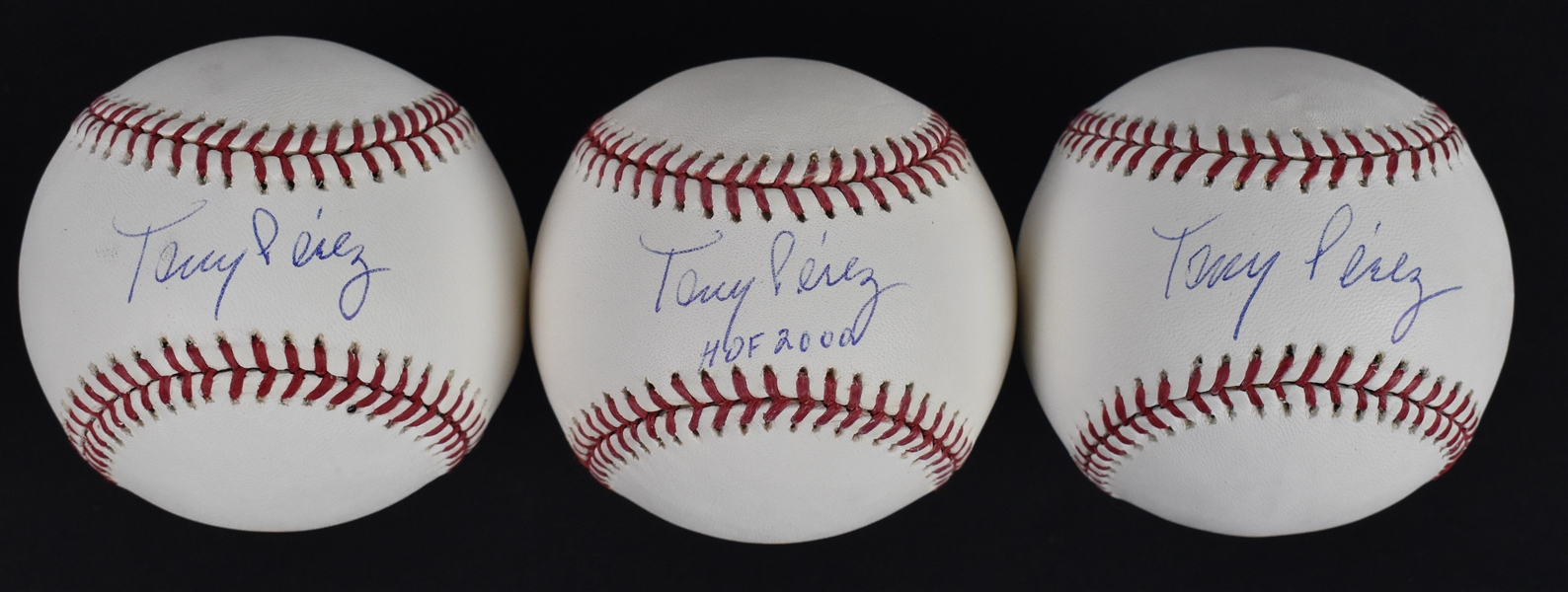 Collection of 3 Autographed Baseballs w/Tony Perez 
