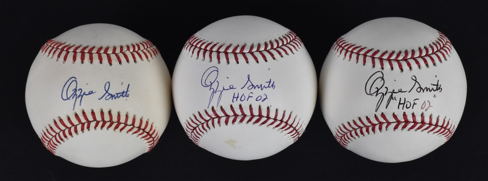 Collection of 3 Autographed Baseballs w/Ozzie Smith
