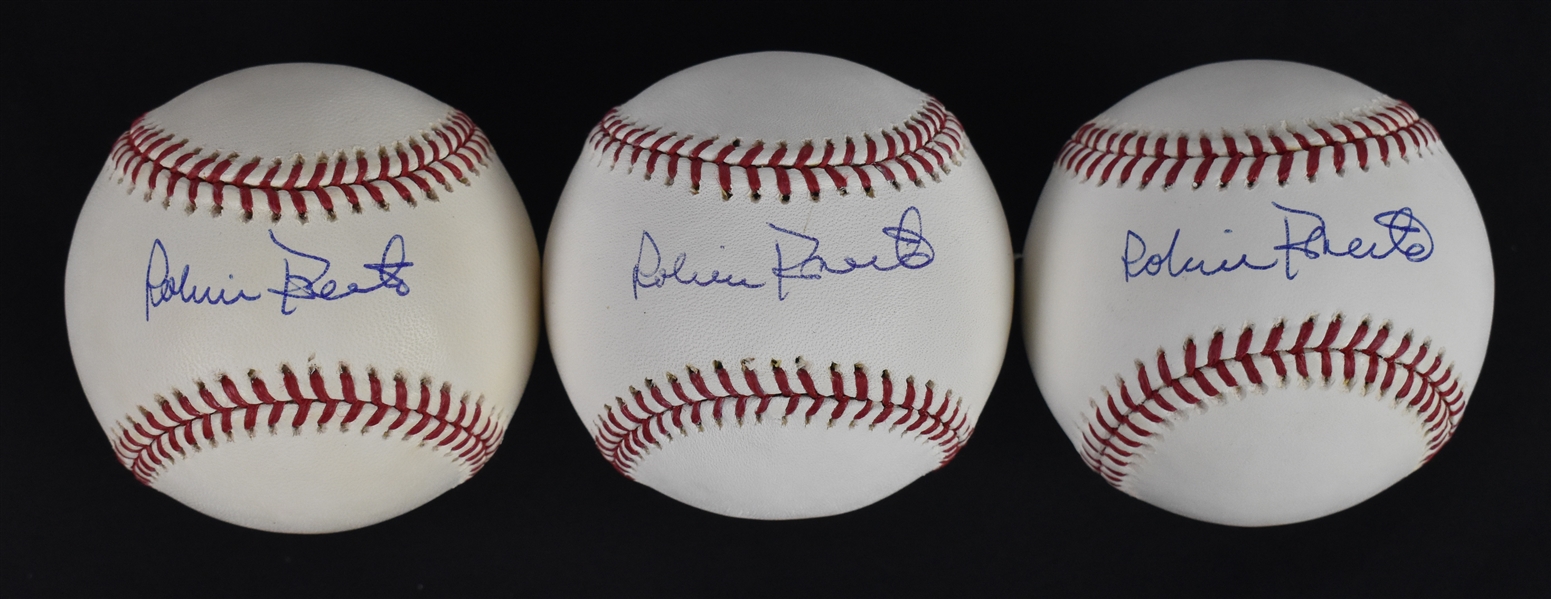 Collection of 3 Autographed Baseballs w/Robin Roberts