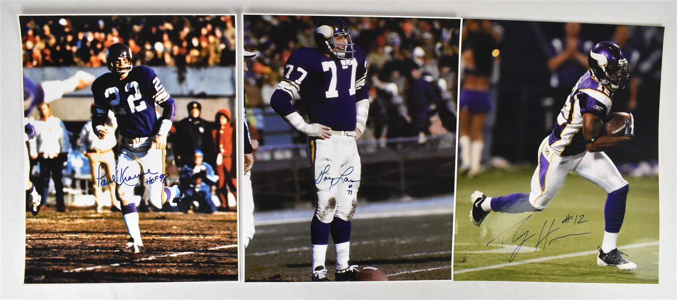 Minnesota Vikings Lot of 3 Autographed 16x20 Photos w/Paul Krause