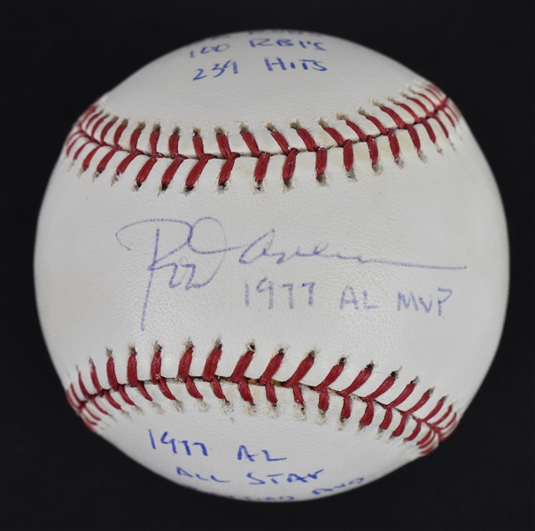 Rod Carew Autographed & Multi Inscribed 1977 AL MVP Stat Baseball