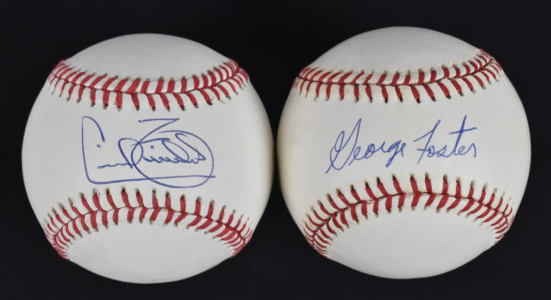 George Foster & Cecil Fielder Lot of 2 Autographed Baseballs