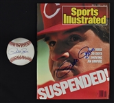 Pete Rose Autographed Baseball & Sports Illustrated