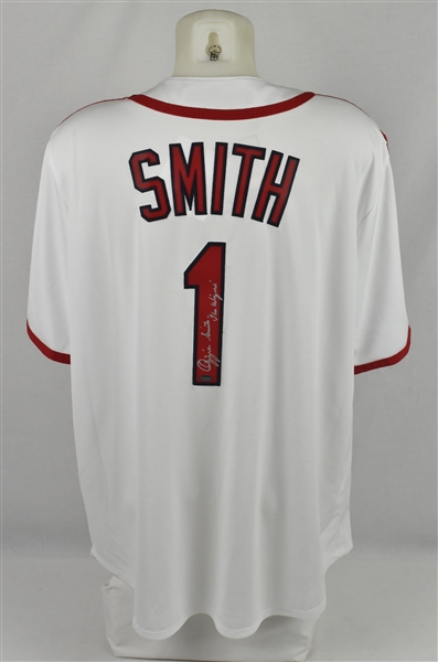Ozzie Smith Autographed & Inscribed St. Louis Cardinals Cooperstown Collection Jersey