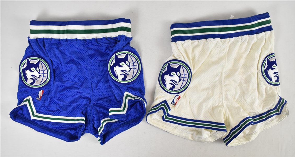 Minnesota Timberwolves 1989-90 Inaugural Season Game Used Home & Road Shorts