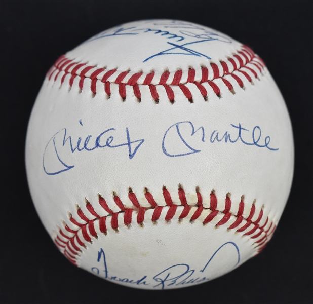500 Home Run Club Autographed Baseball w/8 Signatures Including Mantle Mays & Aaron
