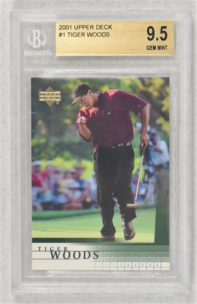 Tiger Woods 2001 Upper Deck Rookie Golf Card #1 BGS 9.5 Gem Mint