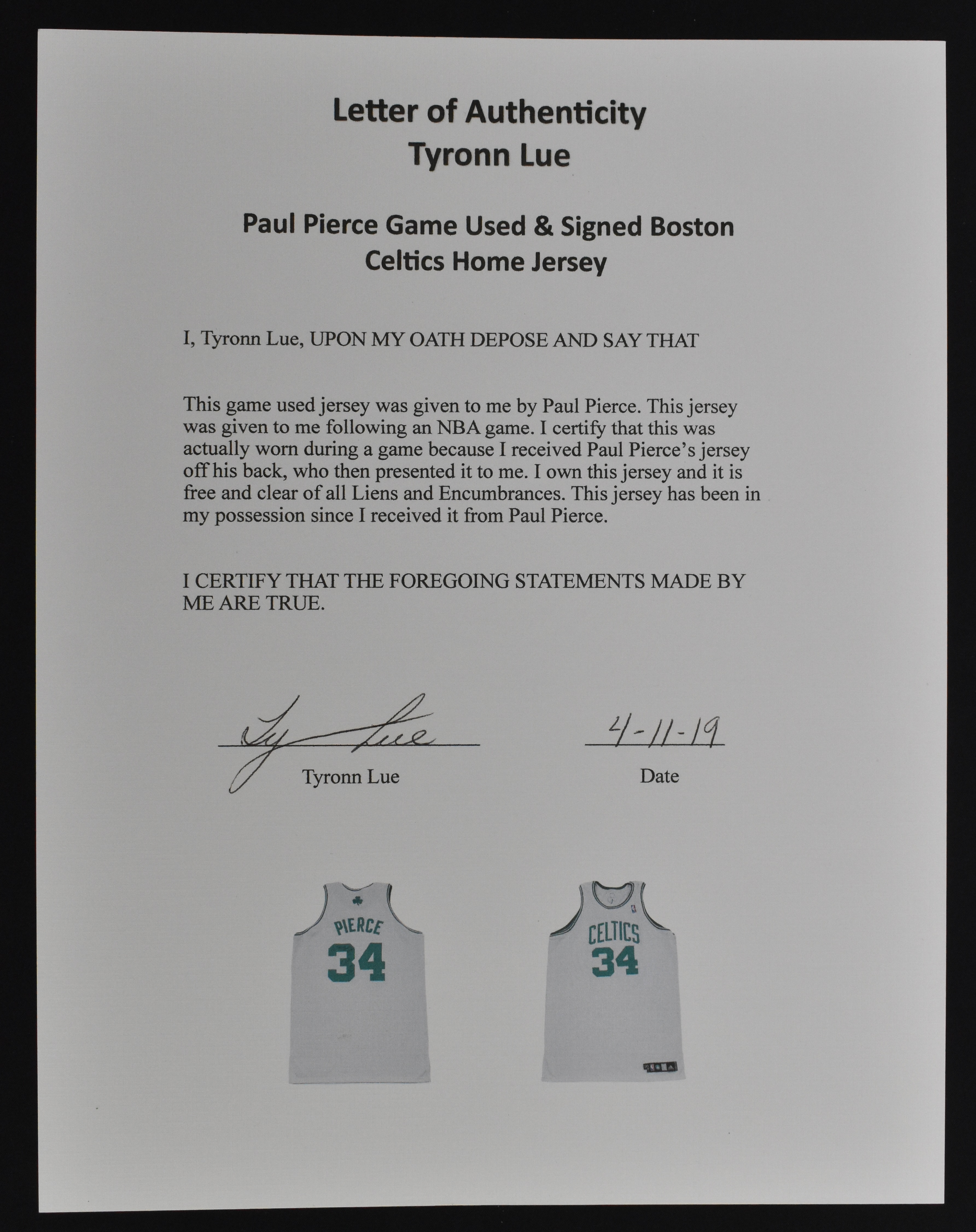 2008-09 Paul Pierce Game Worn Boston Celtics Jersey with
