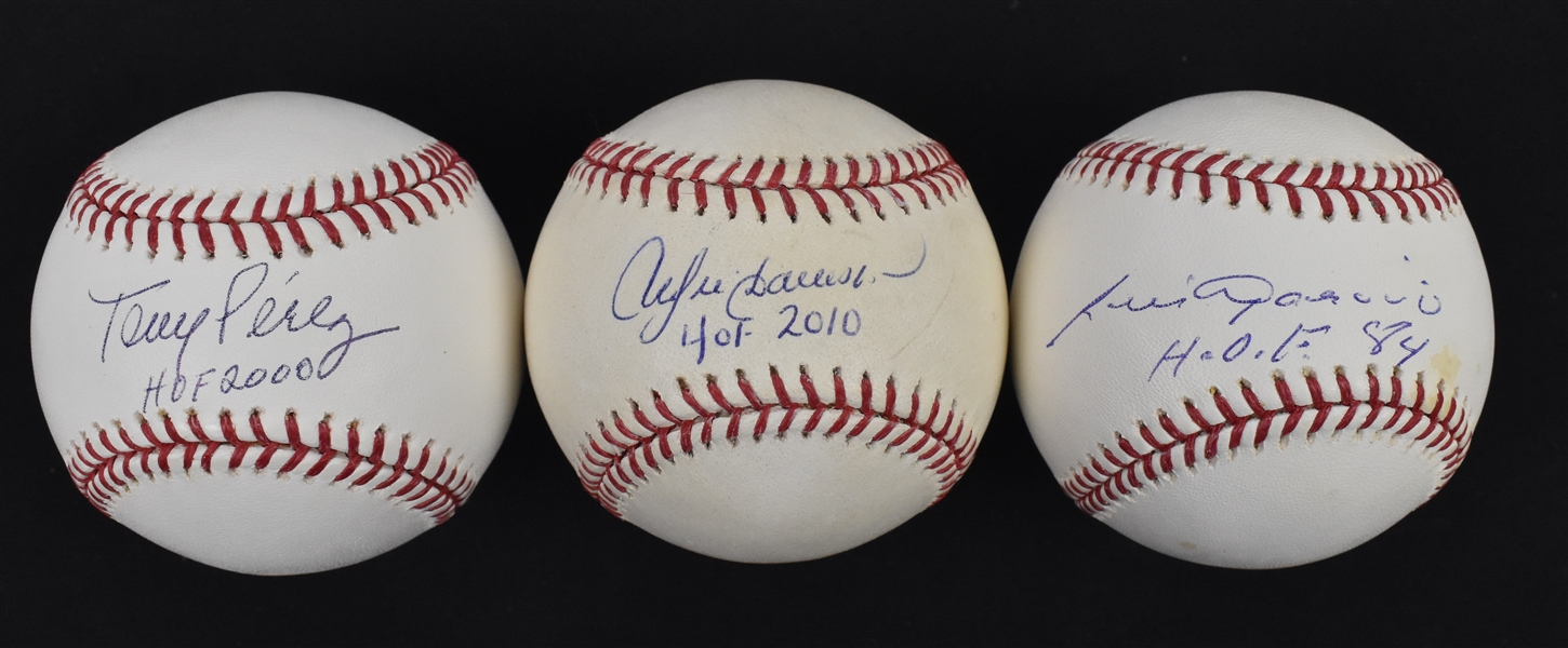 Luis Aparicio Andrew Dawson & Tony Perez Autographed Baseballs