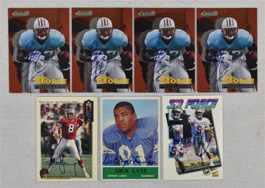 Collection of 7 Autographed Football Cards w/Steve McNair & Steve Young