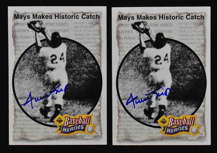 Willie Mays Lot of 2 Autographed Cards