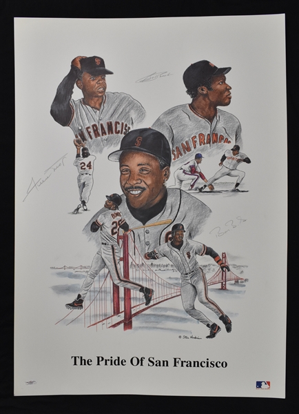 Pride of San Francisco Lithograph Signed by Barry Bonds, Bobby Bonds & Willie Mays