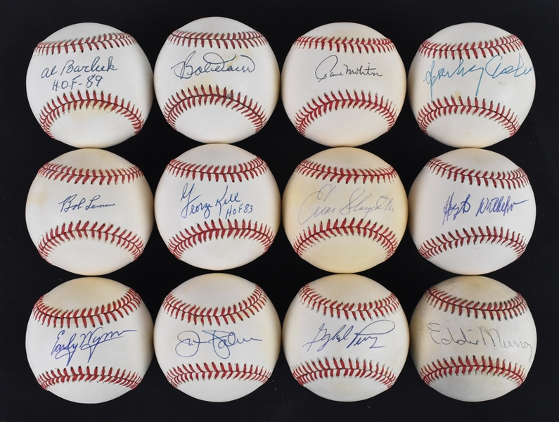 Collection of 12 Autographed Baseballs w/Early Wynn & Sparky Anderson