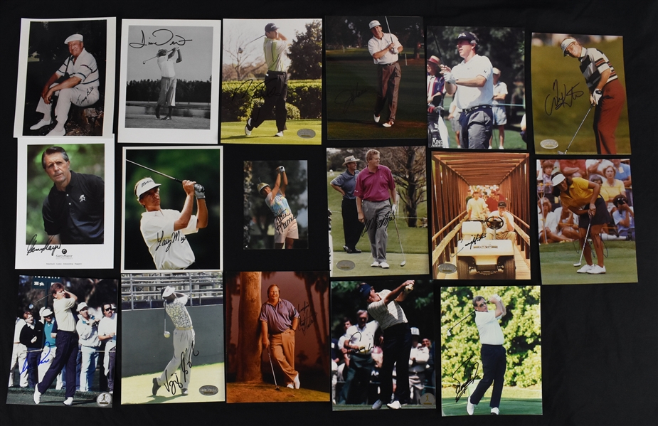 Collection of 17 Autographed 8x10 Golf Photos w/Gary Player & Nick Faldo