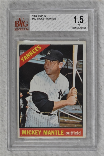 Mickey Mantle 1966 Topps Card #50 BVG 1.5