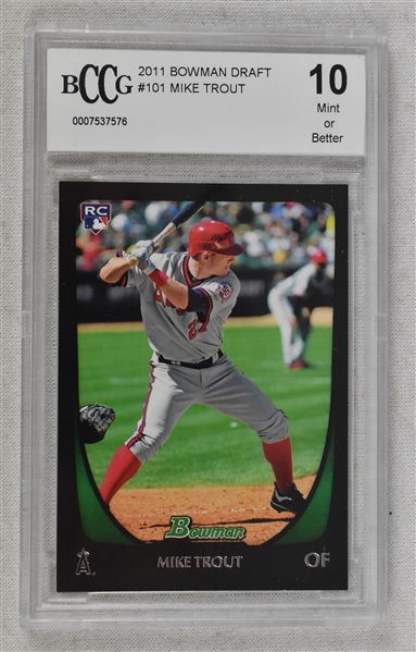 Mike Trout 2011 Bowman Rookie Card #101 BCCG 10 