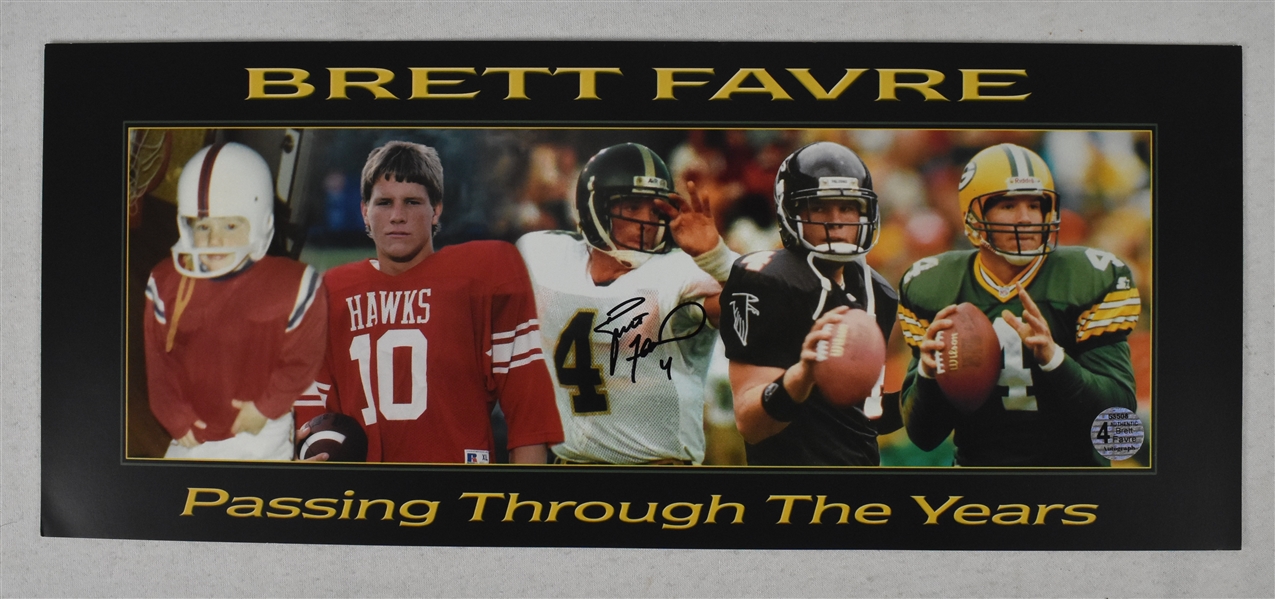 Brett Favre Autographed Football Career 8x18 Panoramic Poster