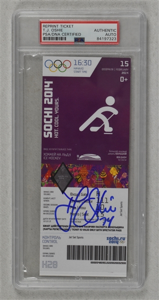 TJ Oshie Autographed 2014 Olympic Ticket PSA/DNA