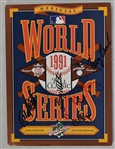 Minnesota Twins 1991 World Series Program w/5 Signatures Including Kirby Puckett