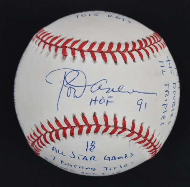 Rod Carew Autographed Career Stat Baseball