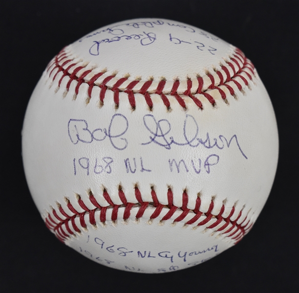 Bob Gibson Autographed & Inscribed 1968 Stat Baseball