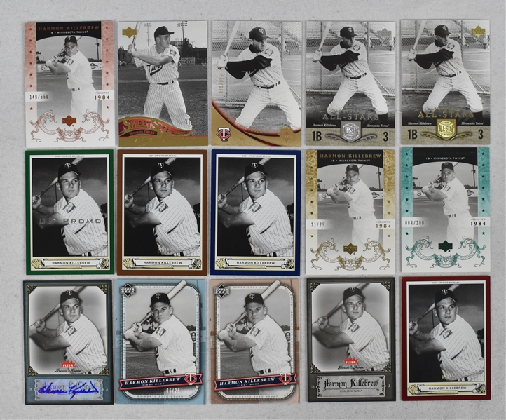 Harmon Killebrew Lot of 15 Baseball Cards w/Auto Card
